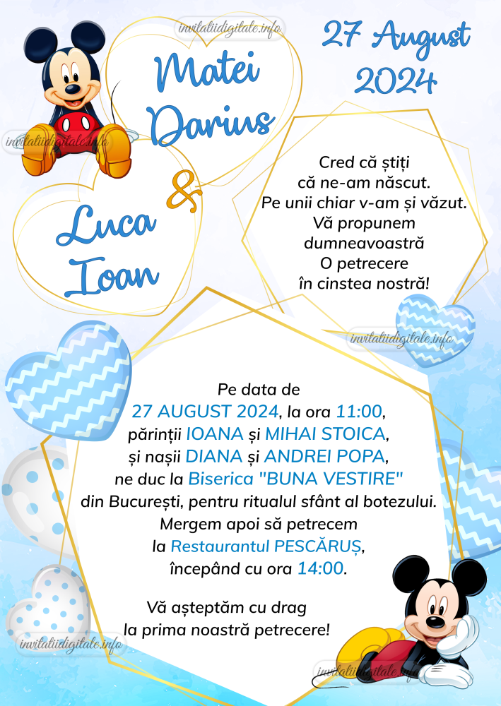 invitatie online botez Mickey Mouse
