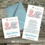 Invitatii botez cu plic colorat - elefant - IBP-14