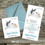 Invitatii botez cu plic colorat - barza - IBP-22 - imagine 2