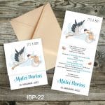 Invitatii botez cu plic colorat - barza - IBP-22 - imagine 3