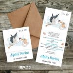 Invitatii botez cu plic colorat - barza - IBP-22 - imagine 4