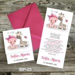 Invitatii botez cu plic colorat - girafa - IBP-03