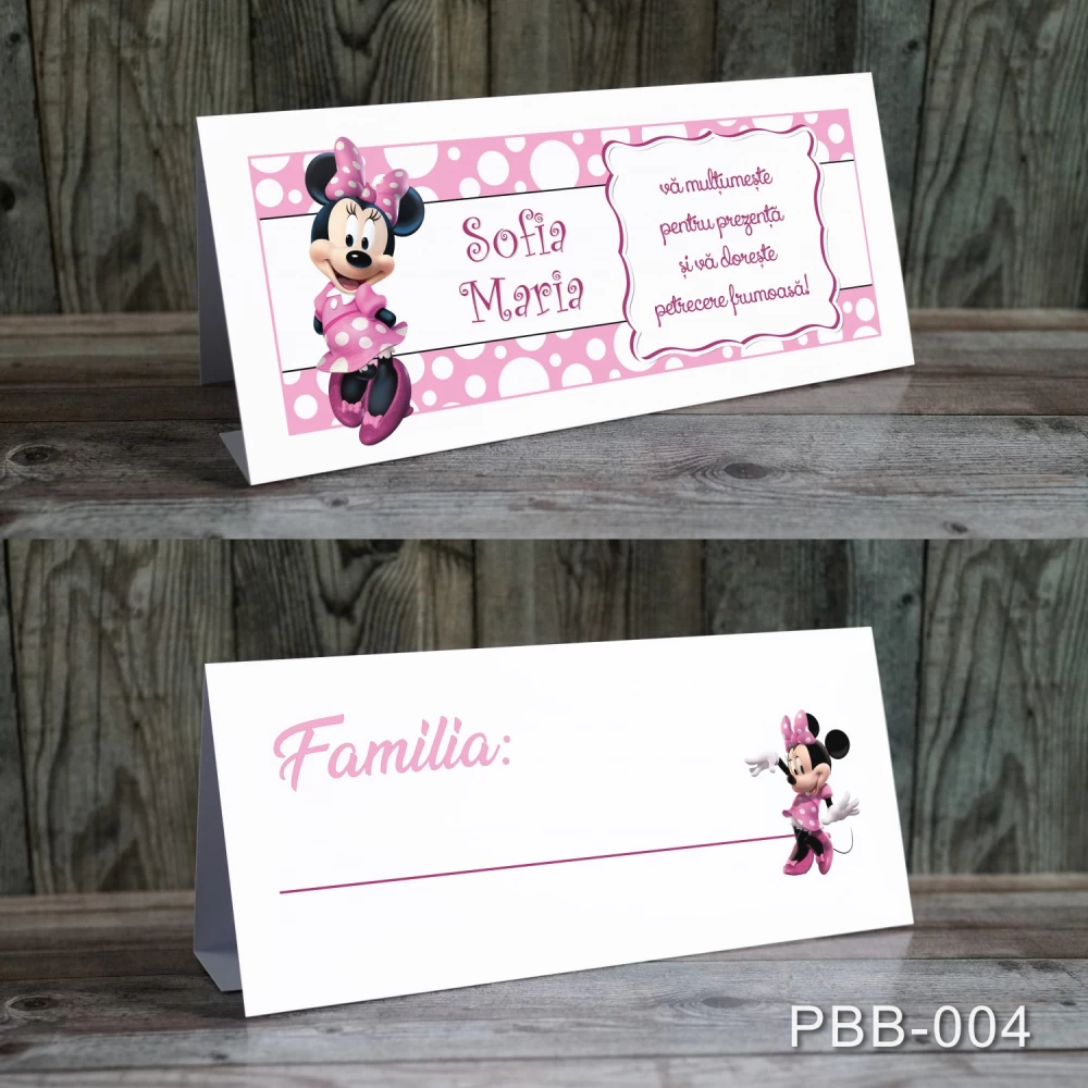 plicuri bani carduri masa botez minnie