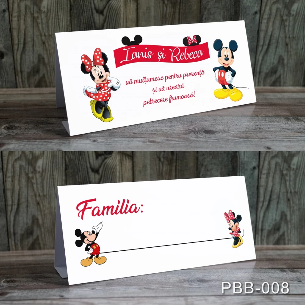 plicuri bani carduri masa botez gemeni minnie si mickey
