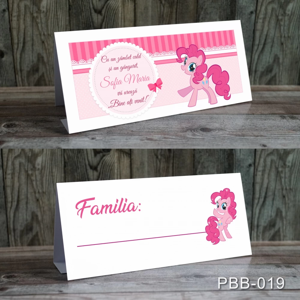 plicuri bani carduri masa botez ponei roz