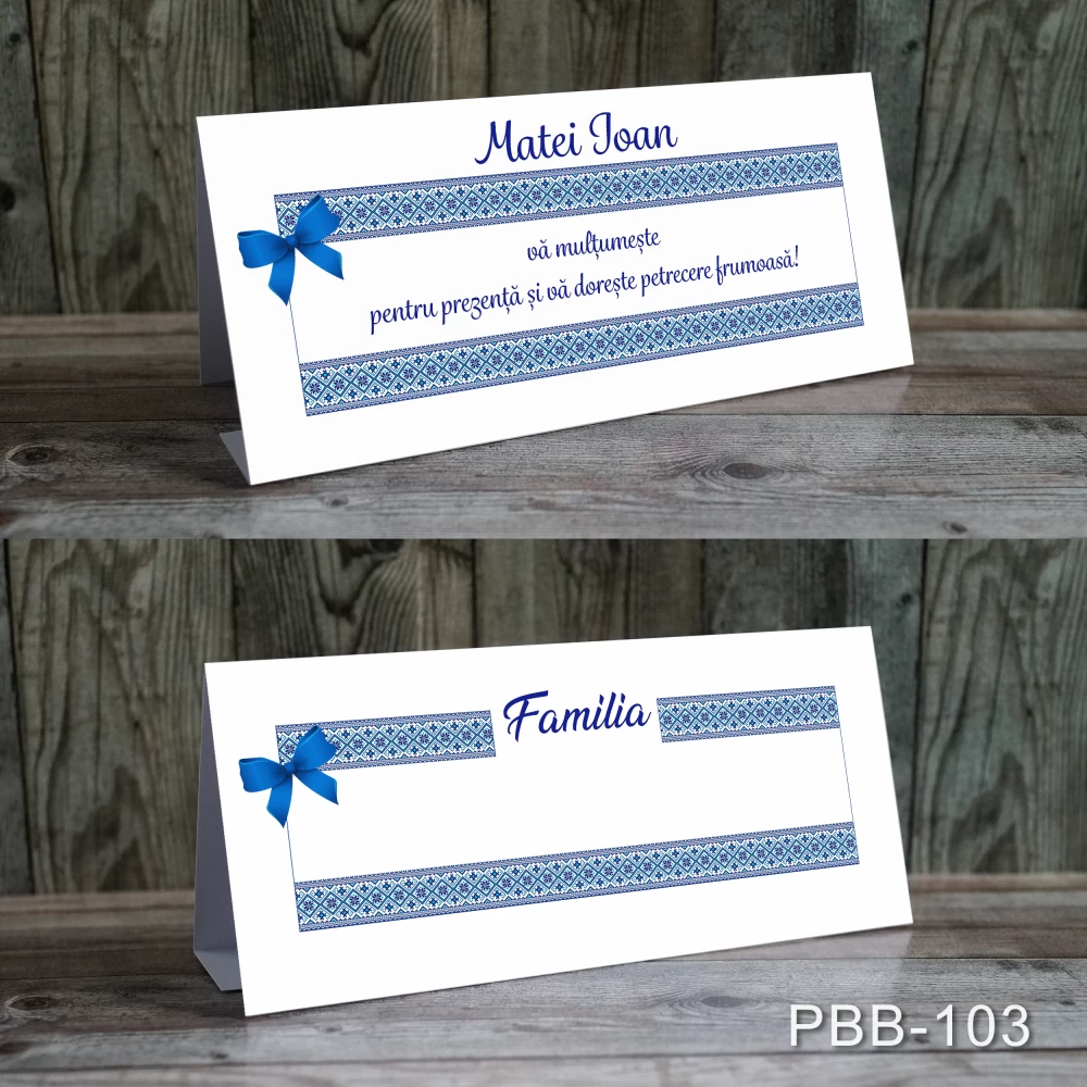 plicuri bani carduri masa botez motive traditionale albastru