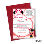 Invitatii botez cu plic colorat - Minnie - IB-03