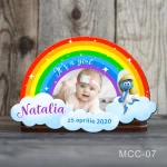 Magnet personalizat botez decupat curcubeu - Strumfita - MCC-07