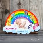 Magnet personalizat botez decupat curcubeu - Ponei - MCC-09