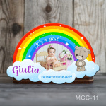 Magnet personalizat botez decupat curcubeu - ursulet - MCC-11