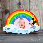 Magnet personalizat botez decupat curcubeu - Mickey - MCC-14