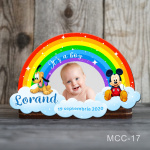 Magnet personalizat botez decupat curcubeu - Mickey si Pluto - MCC-17