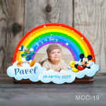 Magnet personalizat botez decupat curcubeu - Mickey si Donald - MCC-19