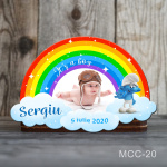 Magnet personalizat botez decupat curcubeu - Strumf - MCC-20