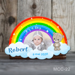 Magnet personalizat botez decupat curcubeu - ursulet - MCC-22