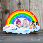 Magnet personalizat botez decupat curcubeu - Mickey si Minnie - MCC-25