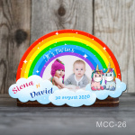 Magnet personalizat botez decupat curcubeu - unicorni - MCC-26