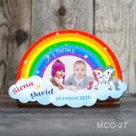 Magnet personalizat botez decupat curcubeu - unicorni - MCC-27