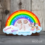 Magnet personalizat botez decupat curcubeu - Minnie si Daisy - MCC-28