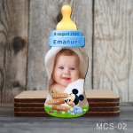 Magnet personalizat botez decupat biberon - Mickey Mouse - MCS-02