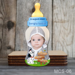 Magnet personalizat botez decupat biberon - Dalmatian - MCS-06