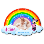 Magnet personalizat botez decupat curcubeu - Minnie - MCC-04 - imagine 2