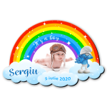 Magnet personalizat botez decupat curcubeu - Strumf - MCC-20 - imagine 2