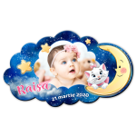 Magnet personalizat botez decupat norisor - Pisica Marie - MCL-20 - imagine 2