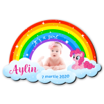 Magnet personalizat botez decupat curcubeu - Ponei - MCC-08 - imagine 2