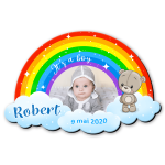 Magnet personalizat botez decupat curcubeu - ursulet - MCC-22 - imagine 2