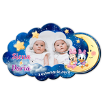 Magnet personalizat botez decupat norisor - Minnie si Daisy - MCL-28 - imagine 2