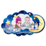 Magnet personalizat botez decupat norisor - unicorni - MCL-26 - imagine 2