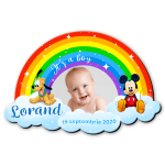 Magnet personalizat botez decupat curcubeu - Mickey si Pluto - MCC-17 - imagine 2