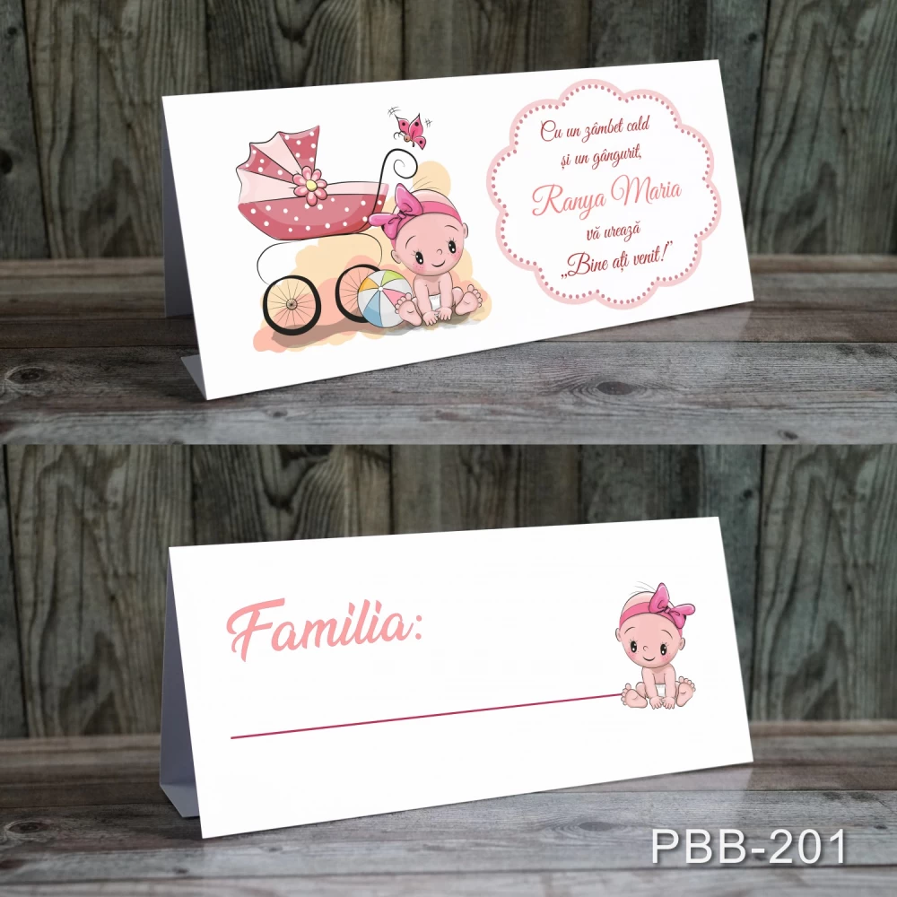 plicuri bani carduri masa botez fetita carucior