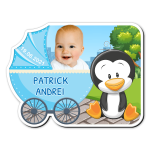 Magneti personalizati botez Carucior - Pinguin - MFC-11 - imagine 2