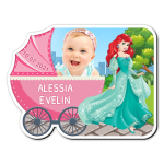 Magneti personalizati botez Carucior - Printesa Ariel - MFC-27 - imagine 2