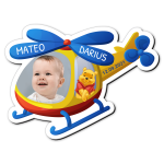 Marturii botez magneti personalizati Elicopter - Winnie the Pooh - MFE-05 - imagine 2
