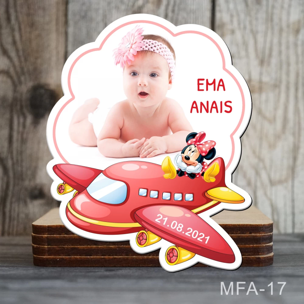 magneti personalizati botez avion minnie mouse