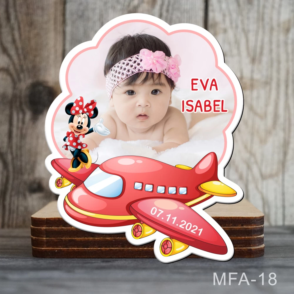 magneti personalizati botez avion minnie mouse