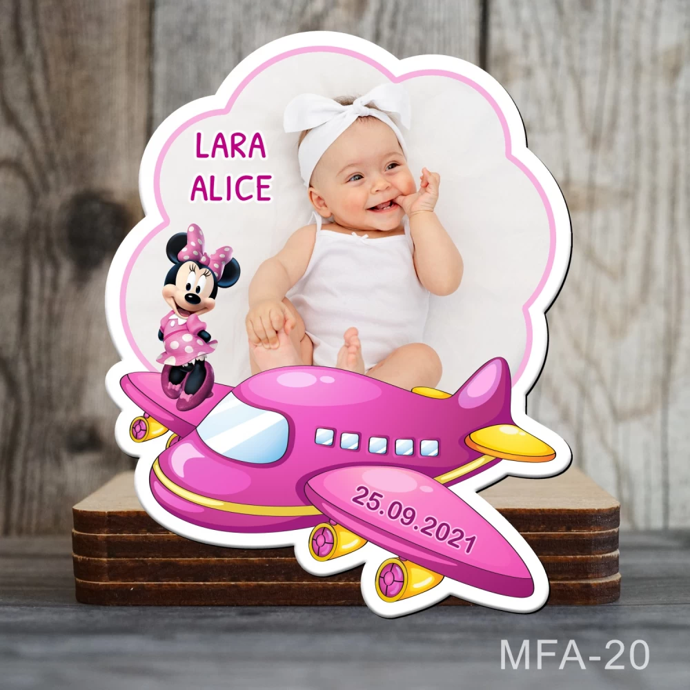 magneti personalizati botez avion minnie mouse