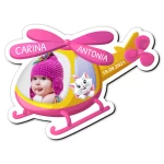 Marturii botez magneti personalizati Elicopter - Pisica Marie - MFE-13 - imagine 2
