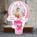 Marturii magnetice botez Balon aer cald - Ponei roz - MFBA-20