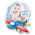 Magnet personalizat botez decupat avion - ursulet - MFA-13 - imagine 2