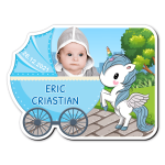 Magneti personalizati botez Carucior - Unicorn - MFC-13 - imagine 2