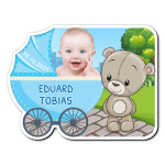 Magneti personalizati botez Carucior - Ursulet - MFC-10 - imagine 2