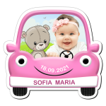 Marturii botez magneti fete - Masina - Ursulet - MFM-20 - imagine 2