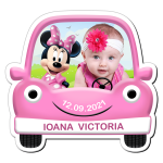 Marturii botez magneti fete - Masina - Minnie Mouse - MFM-17 - imagine 2
