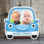 magneti marturii botez masina albastra cu Bebe Boss