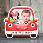 magneti botez masina rosie cu Minnie Mouse