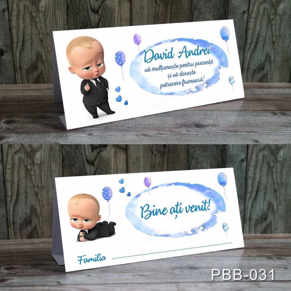 carduri masa plicuri botez bebe boss
